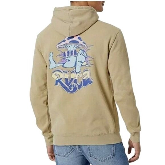 RVCA Mushi Kid S Pull Over Hoodie Men's Pigment Dye Olive Streetwear Skateboard - Picture 1 of 8